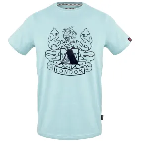 Aquascutum Large Shield Aldis Logo Sky Blue T Shirt