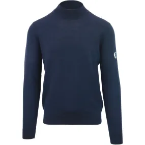 Aquascutum Plain Funnel Neck Navy Blue Jumper