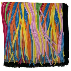 Lanvin Scarf Multi-Color Weave & Fringe Design - Cashmere Blend Shawl