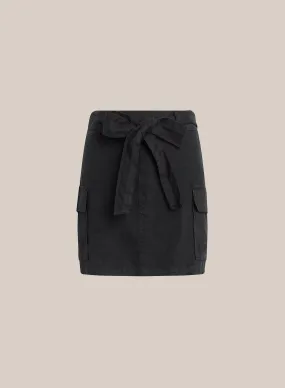 Linen Cargo Mini Skirt - Black