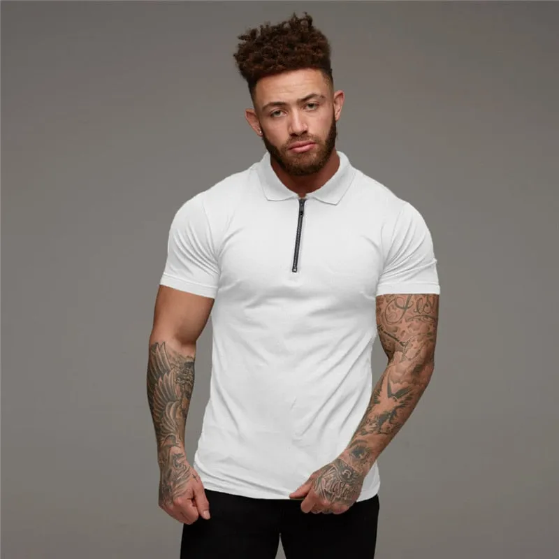 Muscleguys Man Fashion Polo Shirt Casual Fashion Plain Color Short Sleeve High Quality Slim Polo Shirt Men Fitness Polo homme