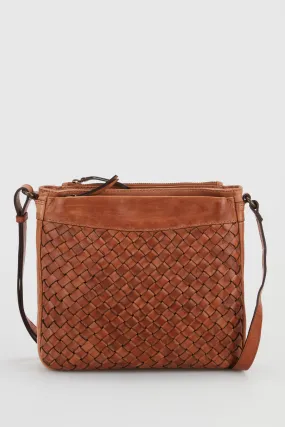 Palma Leather Weave Crossbody Bag